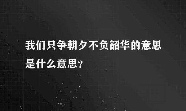 我们只争朝夕不负韶华的意思是什么意思？