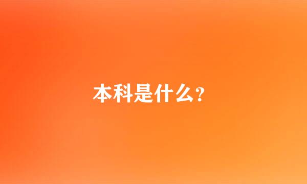 本科是什么？