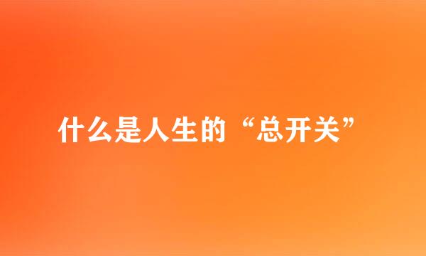 什么是人生的“总开关”