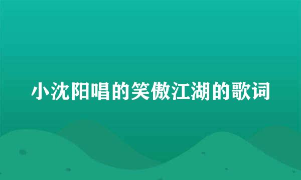 小沈阳唱的笑傲江湖的歌词