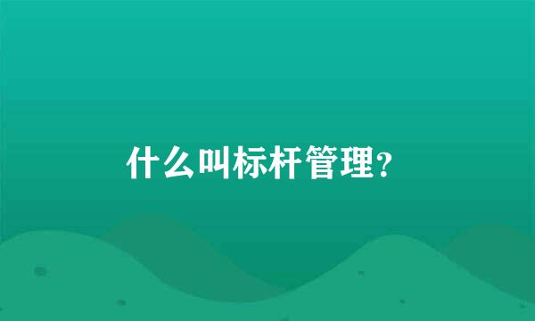 什么叫标杆管理？