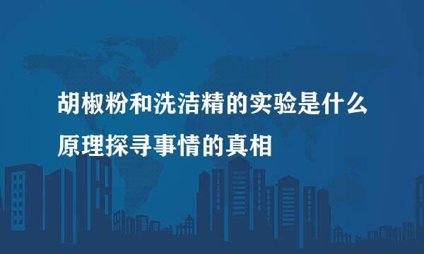 胡椒粉和洗洁精的实验是什么原理探寻事情的真相