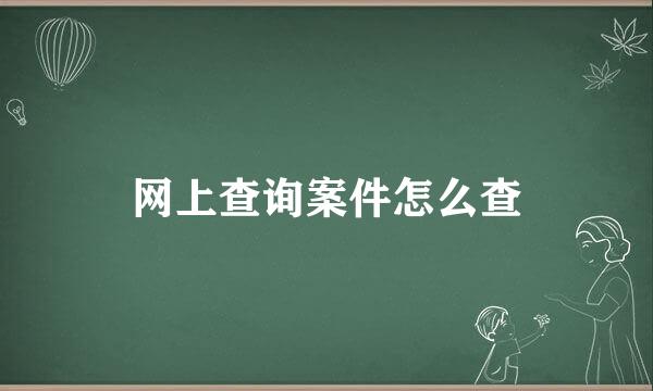 网上查询案件怎么查