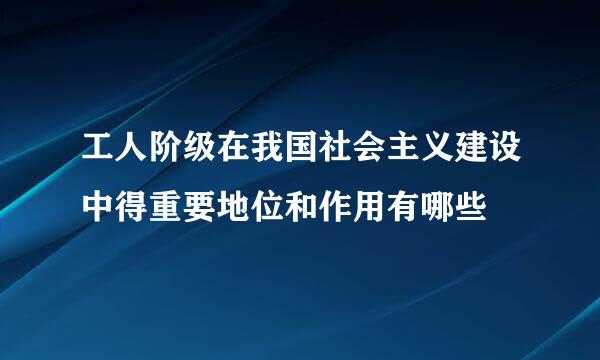 工人阶级在我国社会主义建设中得重要地位和作用有哪些