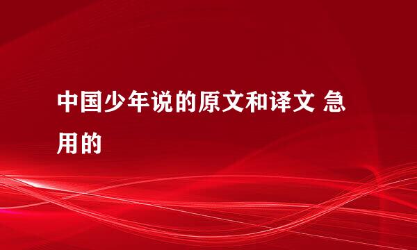 中国少年说的原文和译文 急用的