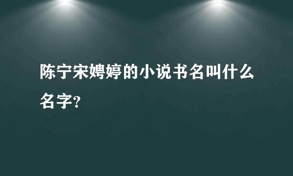 陈宁宋娉婷的小说书名叫什么名字？