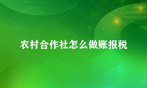 农村合作社怎么做账报税