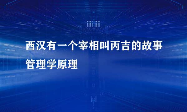 西汉有一个宰相叫丙吉的故事管理学原理