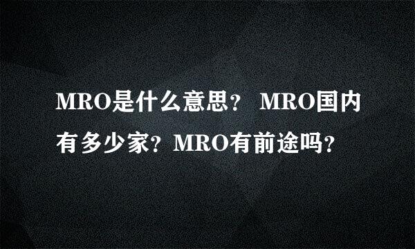 MRO是什么意思？ MRO国内有多少家？MRO有前途吗？