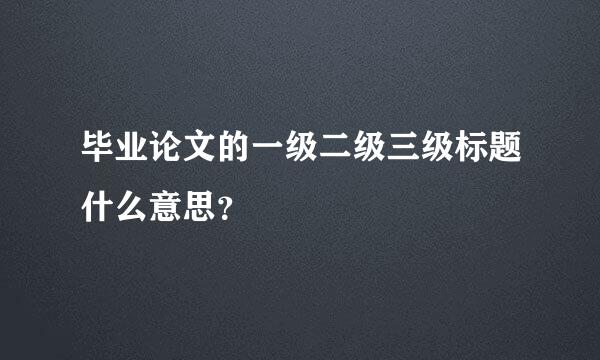 毕业论文的一级二级三级标题什么意思？