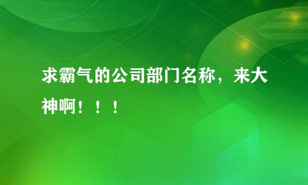 求霸气的公司部门名称，来大神啊！！！