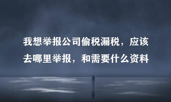 我想举报公司偷税漏税，应该去哪里举报，和需要什么资料