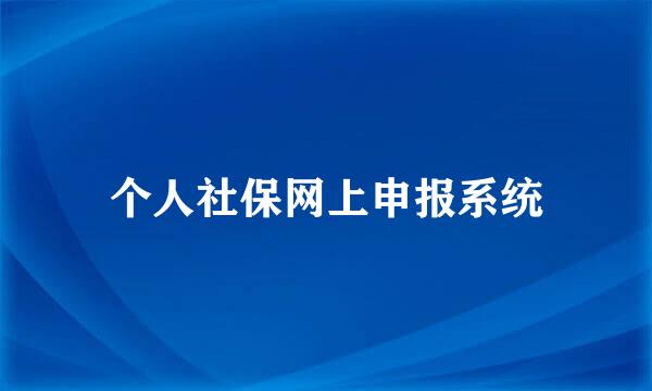 个人社保网上申报系统