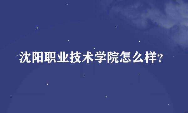 沈阳职业技术学院怎么样？