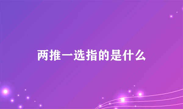 两推一选指的是什么