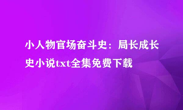 小人物官场奋斗史：局长成长史小说txt全集免费下载