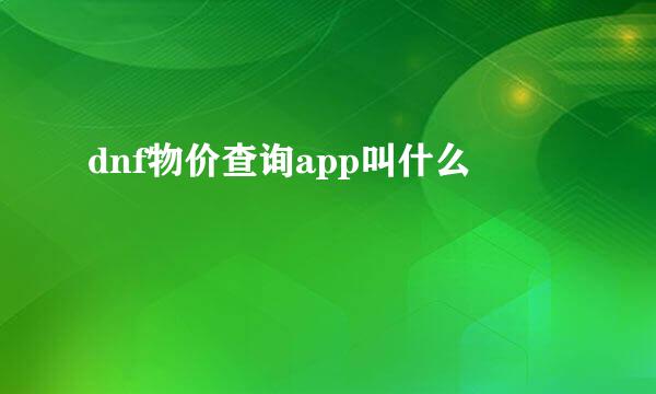 dnf物价查询app叫什么