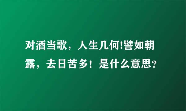 对酒当歌，人生几何!譬如朝露，去日苦多！是什么意思？