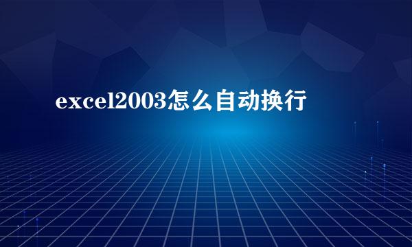 excel2003怎么自动换行