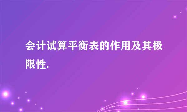 会计试算平衡表的作用及其极限性.