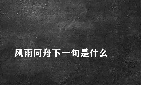 
风雨同舟下一句是什么
