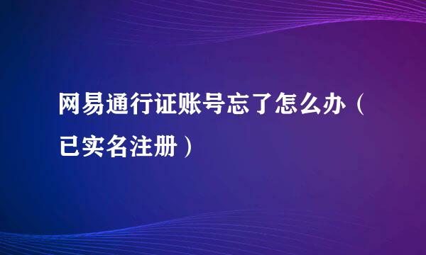 网易通行证账号忘了怎么办（已实名注册）