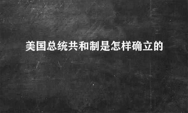 美国总统共和制是怎样确立的