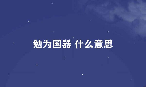 勉为国器 什么意思