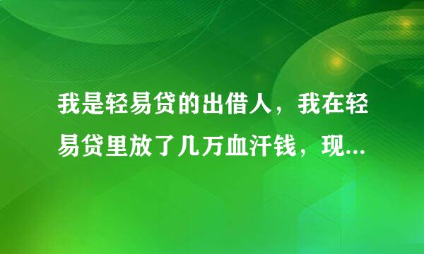 我是轻易贷的出借人，我在轻易贷里放了几万血汗钱，现在政府说轻易贷违规，我的钱怎么办？