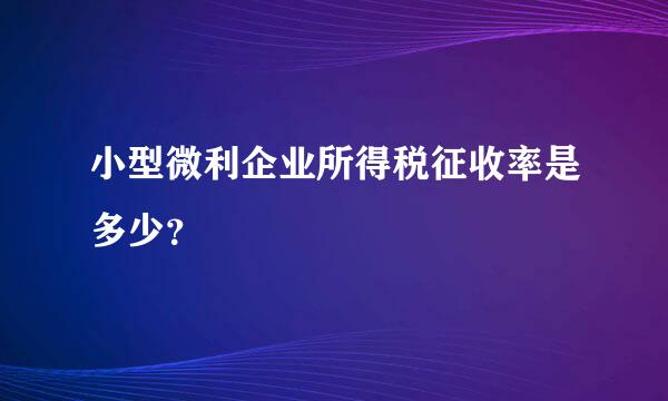 小型微利企业所得税征收率是多少？