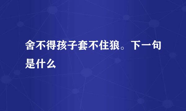 舍不得孩子套不住狼。下一句是什么