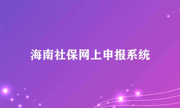 海南社保网上申报系统