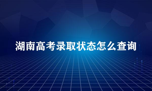 湖南高考录取状态怎么查询