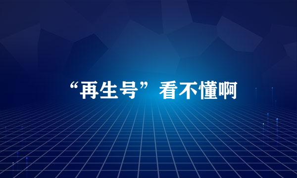 “再生号”看不懂啊