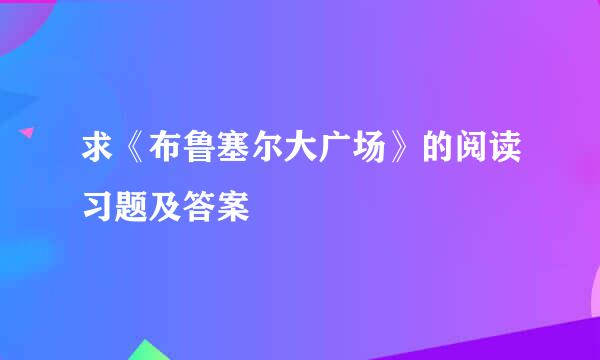 求《布鲁塞尔大广场》的阅读习题及答案