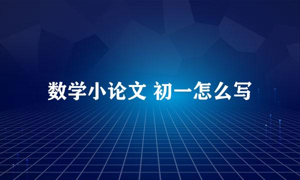 数学小论文 初一怎么写