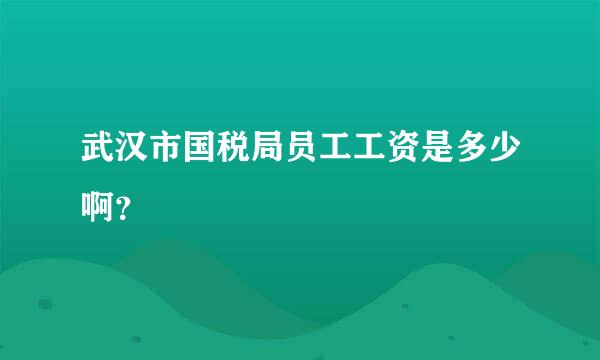 武汉市国税局员工工资是多少啊？