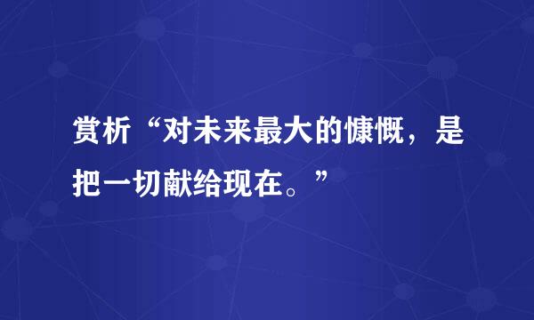 赏析“对未来最大的慷慨，是把一切献给现在。”