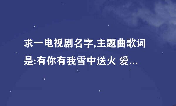 求一电视剧名字,主题曲歌词是:有你有我雪中送火 爱在迷迷糊糊盘古初开便开始 这浪浪漫漫旧故事