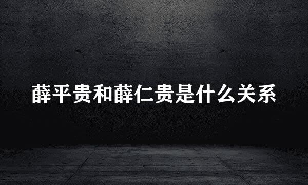 薛平贵和薛仁贵是什么关系