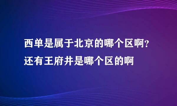 西单是属于北京的哪个区啊？还有王府井是哪个区的啊