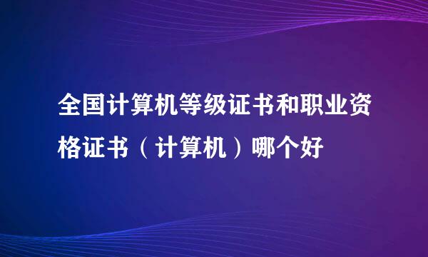 全国计算机等级证书和职业资格证书（计算机）哪个好