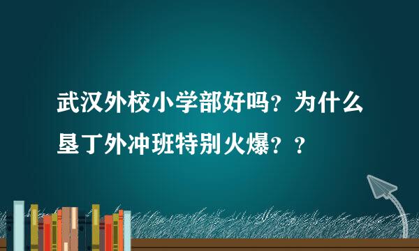 武汉外校小学部好吗？为什么垦丁外冲班特别火爆？？