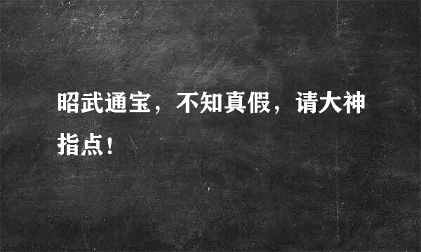 昭武通宝，不知真假，请大神指点！