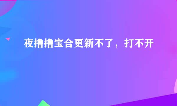 夜撸撸宝合更新不了，打不开