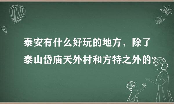 泰安有什么好玩的地方，除了泰山岱庙天外村和方特之外的？