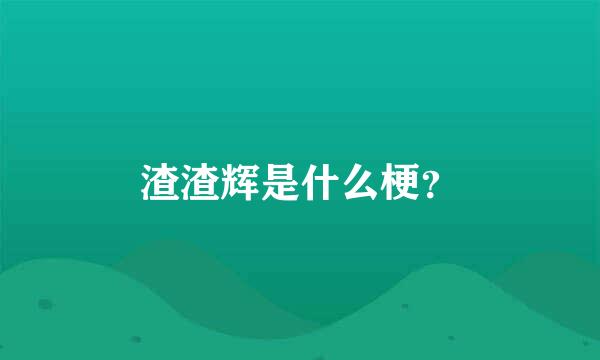 渣渣辉是什么梗？