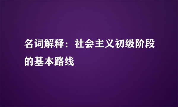 名词解释：社会主义初级阶段的基本路线