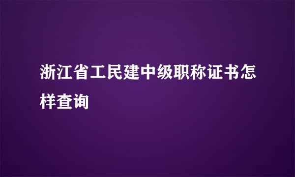 浙江省工民建中级职称证书怎样查询