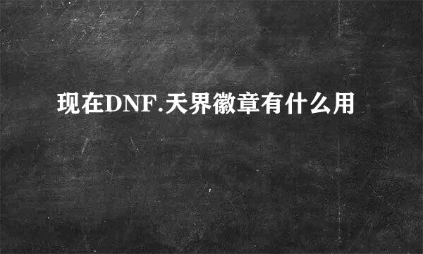 现在DNF.天界徽章有什么用